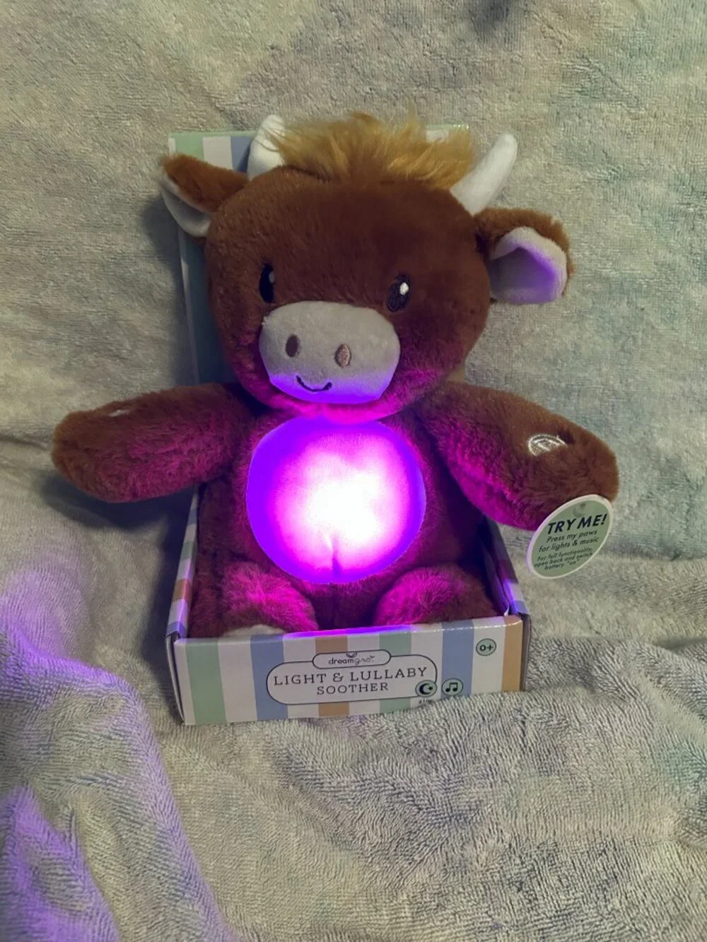 DreamGro Light & Lullaby Soother Brown Bull NWT